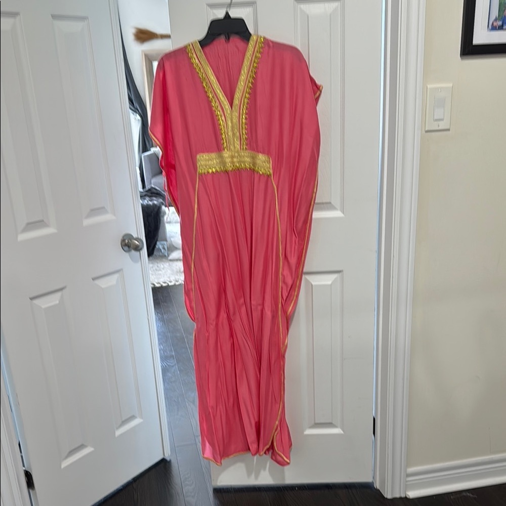 Pink and Gold Kaftan Dress